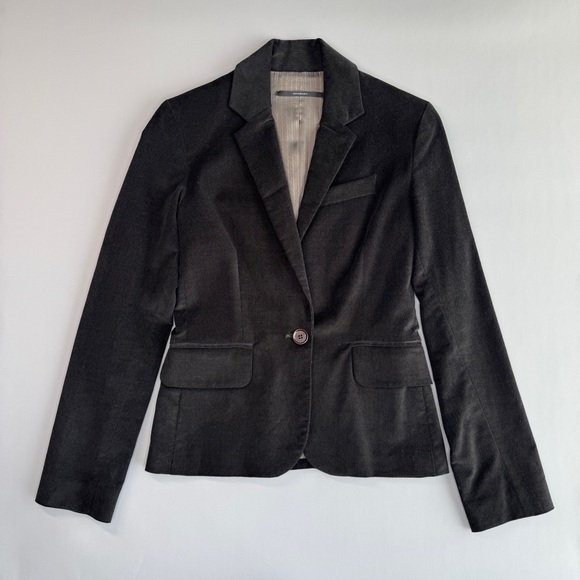 VINTAGE AKIABARA Velvet Corduroy Tailored Blazer XS Brown One Button Notch Lapel - Picture 6 of 15